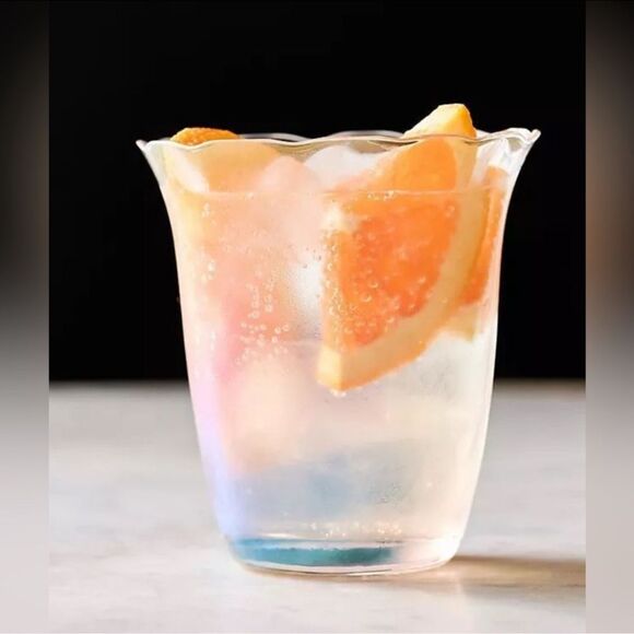 Anthropologie Fleur Tumbler Glasses- Iridescent Pearl- Set of 4 - Picture 2 of 4